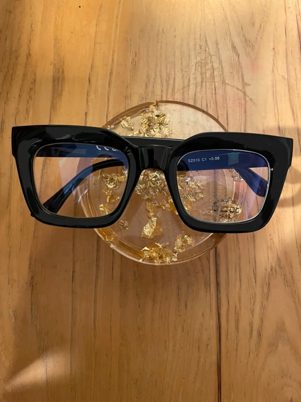 Black Oversized Square Blue Light Blocking Glasses Frames